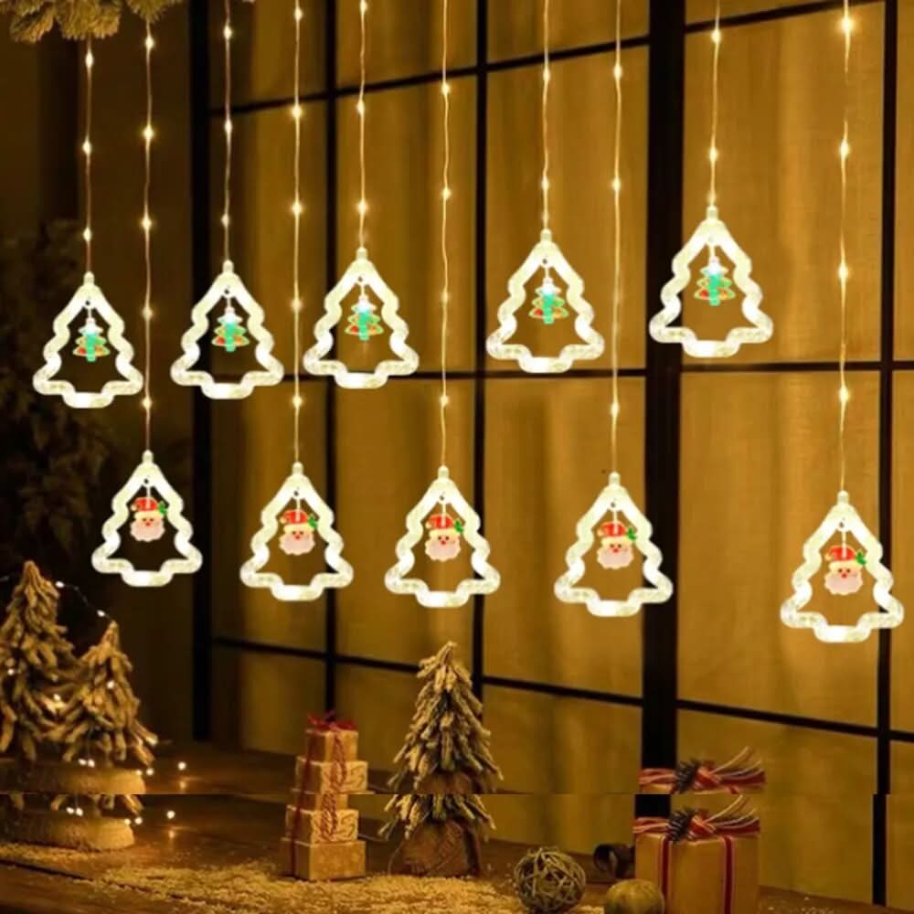 Cortina de Luzes de Natal em LED para Decoração – Brilho Festivo e Encantador