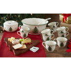 Kit 10 Peças de Porcelana - Estampa Árvore de Natal