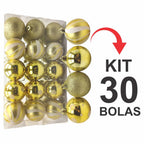 Kit 30 Bolas Enfeite de Natal Gliter Decoração