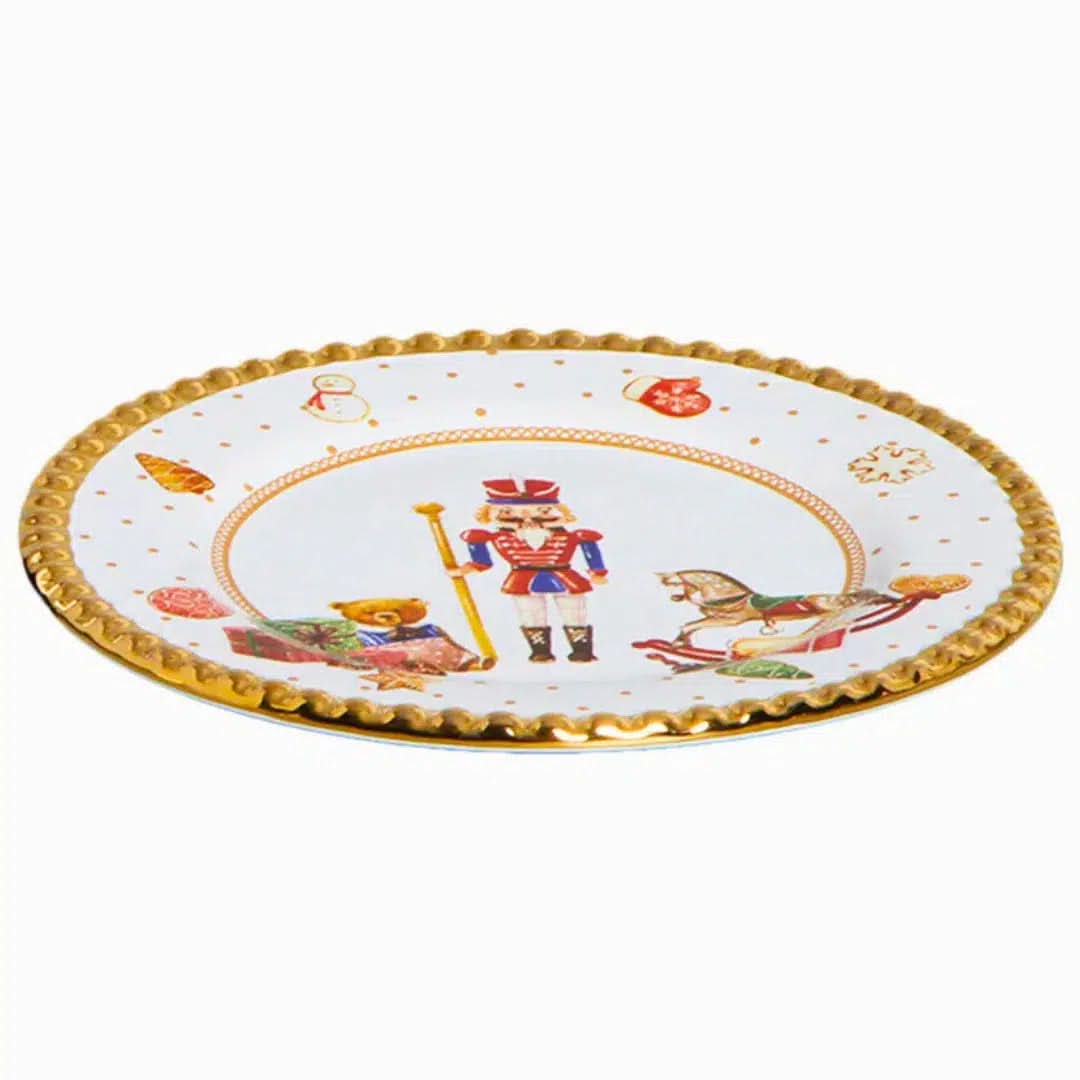 Pratos de Sobremesa Cerâmica Temático Natalino - 6 peças